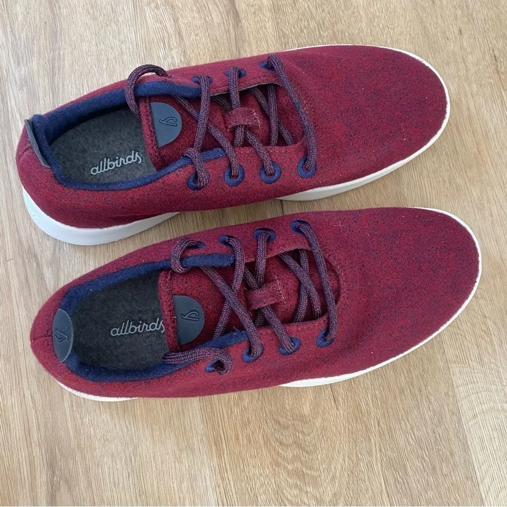 Allbirds Men's Wool Runner Shoes Red Maroon and Navy Blue
